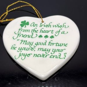"An Irish wish” Porcelain Heart St Patrick’s Wall Decor by L A Kildare